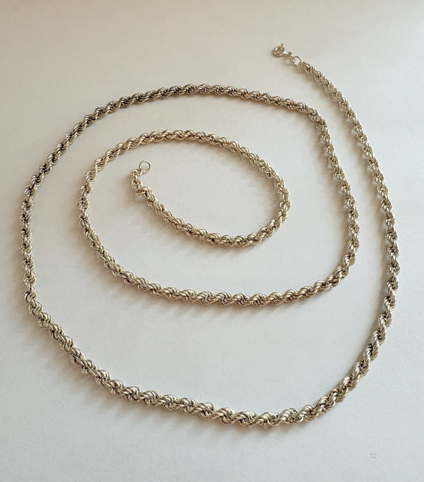 925 Sterling Silver 30″ Long Rope Chain Necklace 15.22 Grams