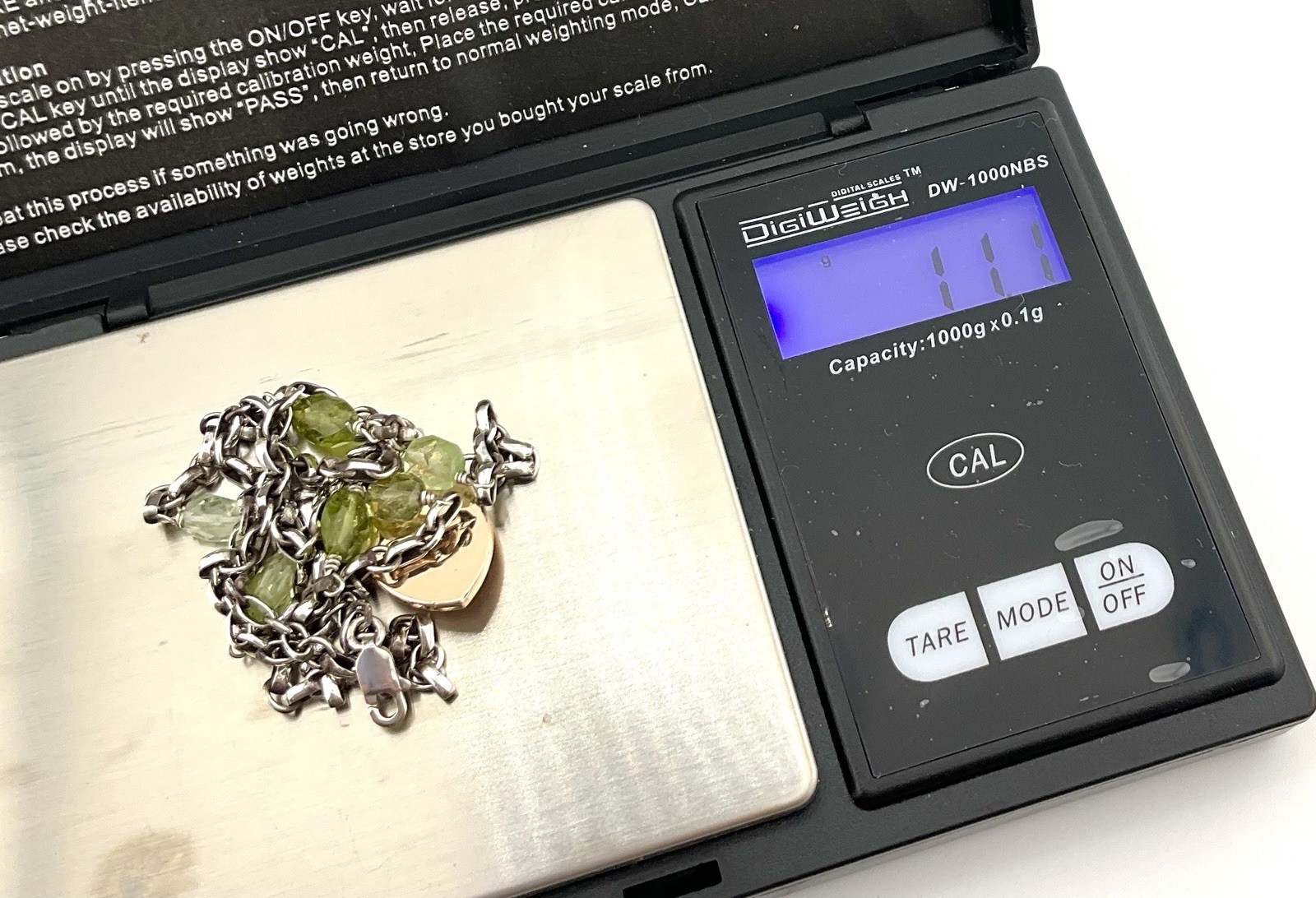 14k 4g Shield Crown Signed De Anne Necklace Sterling Chain Peridot Stones