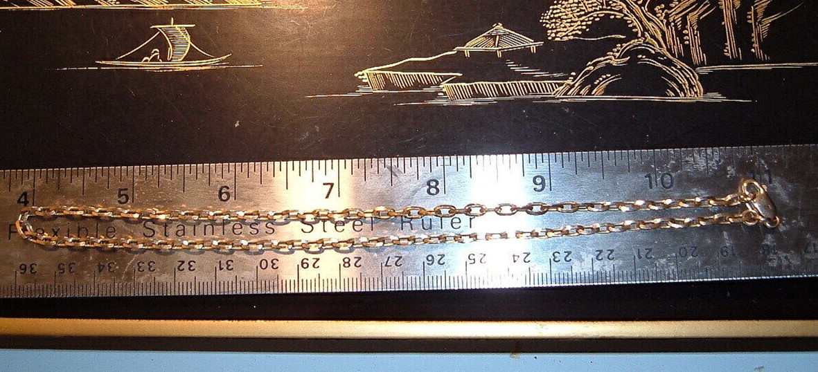 RARE ITALY * 57 AR 14K SOLID GOLD 14 in. LINK CHAIN NECKLACE LOBSTER CLASP 8.8g