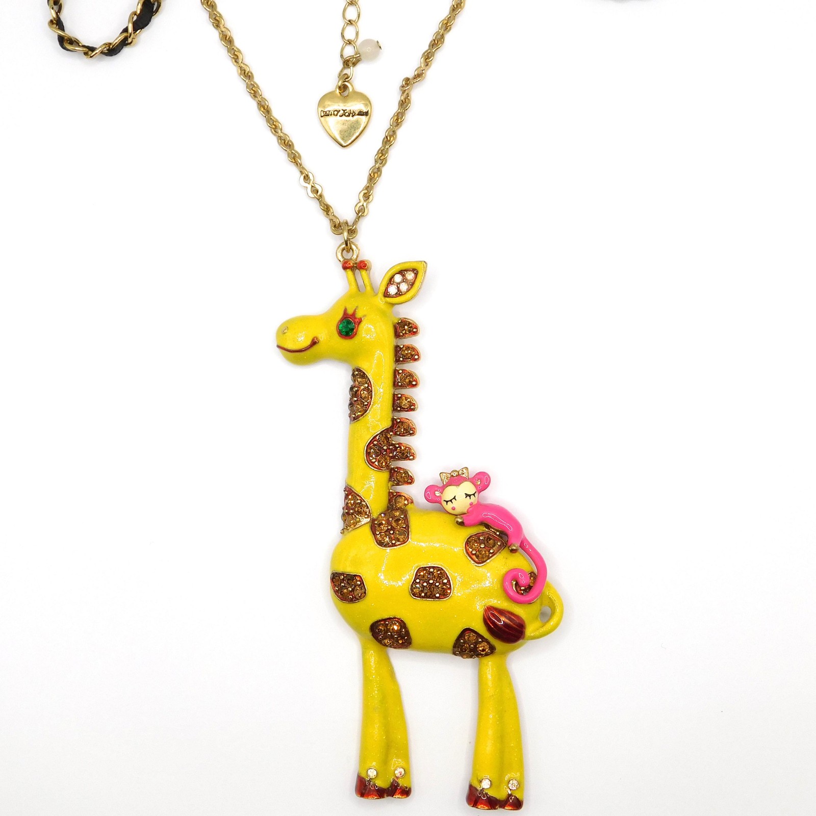 WHIMSICAL VINTAGE BETSEY JOHNSON GIRAFFE PENDANT NECKLACES IN VERY GOOD CONDITIO