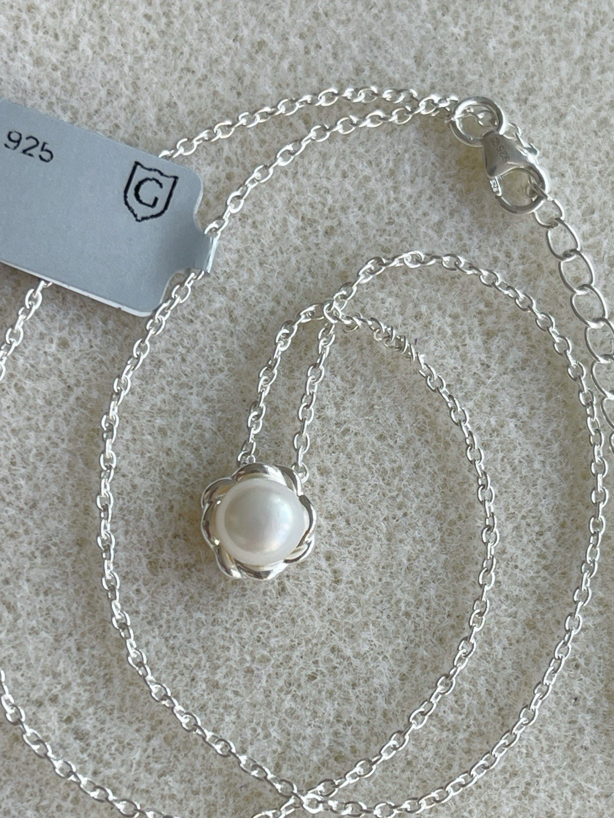 Gemporia Not Enhanced Natural 7mm Pearl Necklace Sterling Silver BNWT COA Summer