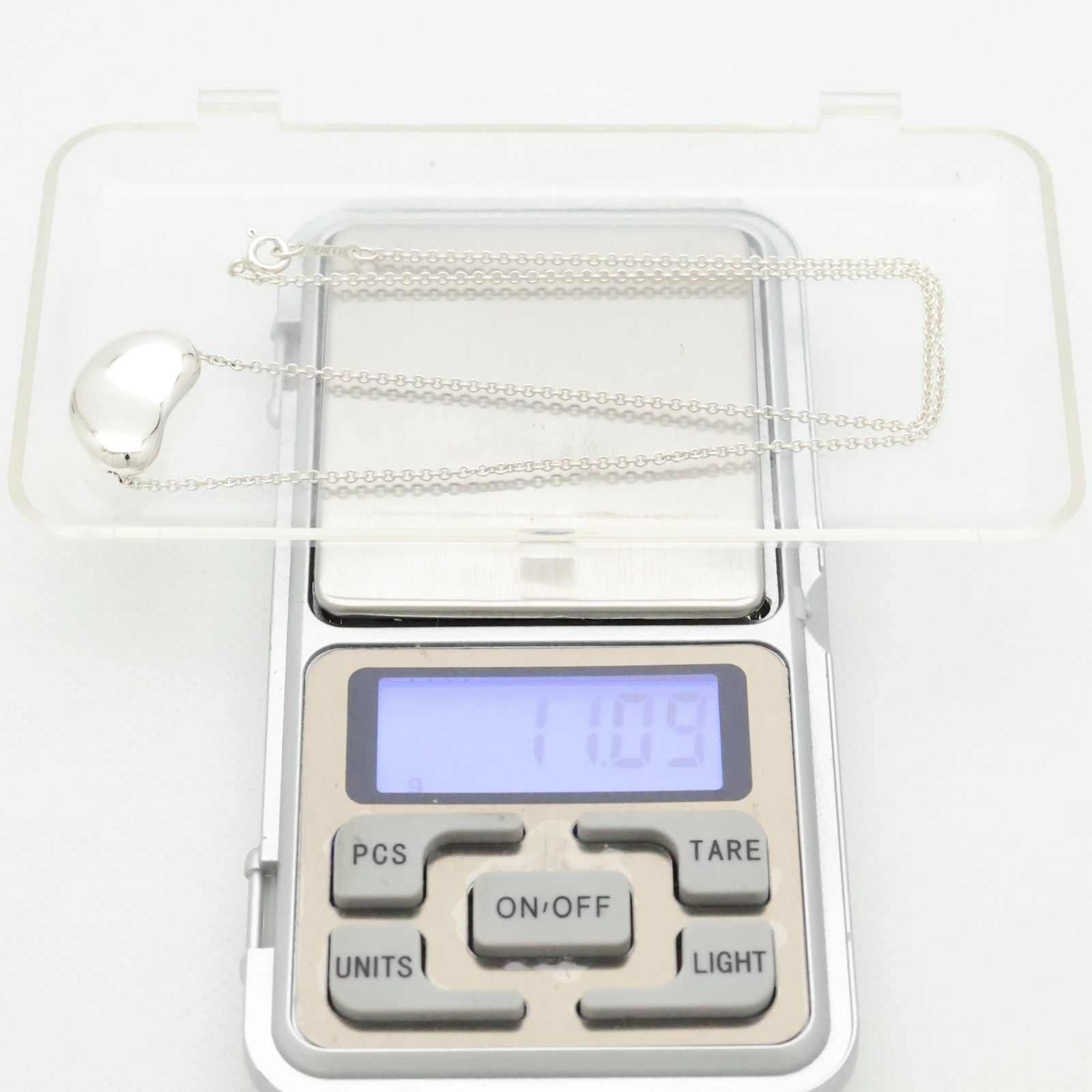 Authentic Tiffany & Co. Peretti Large 20mm Bean Necklace 16″ Silver 925 w/Pouch