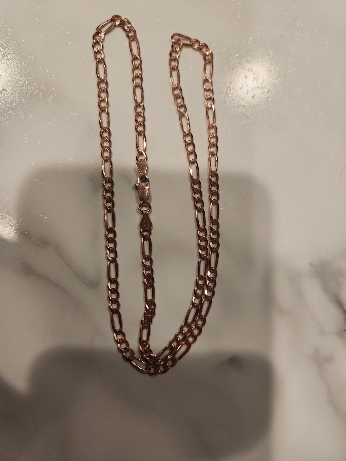 925 sterling silver Rose Gold Figaro chain necklace 20″ 4mm