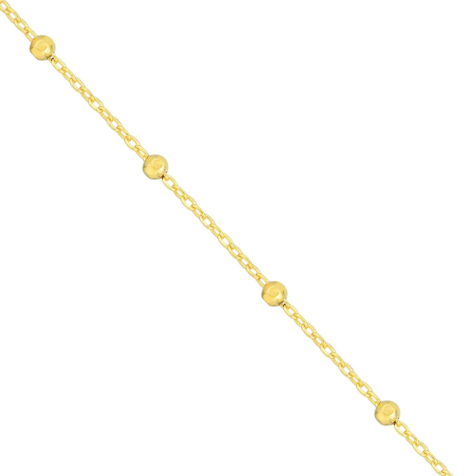 1.7mm Bead Cable Saturn Chain Necklace Real 14K Yellow Gold