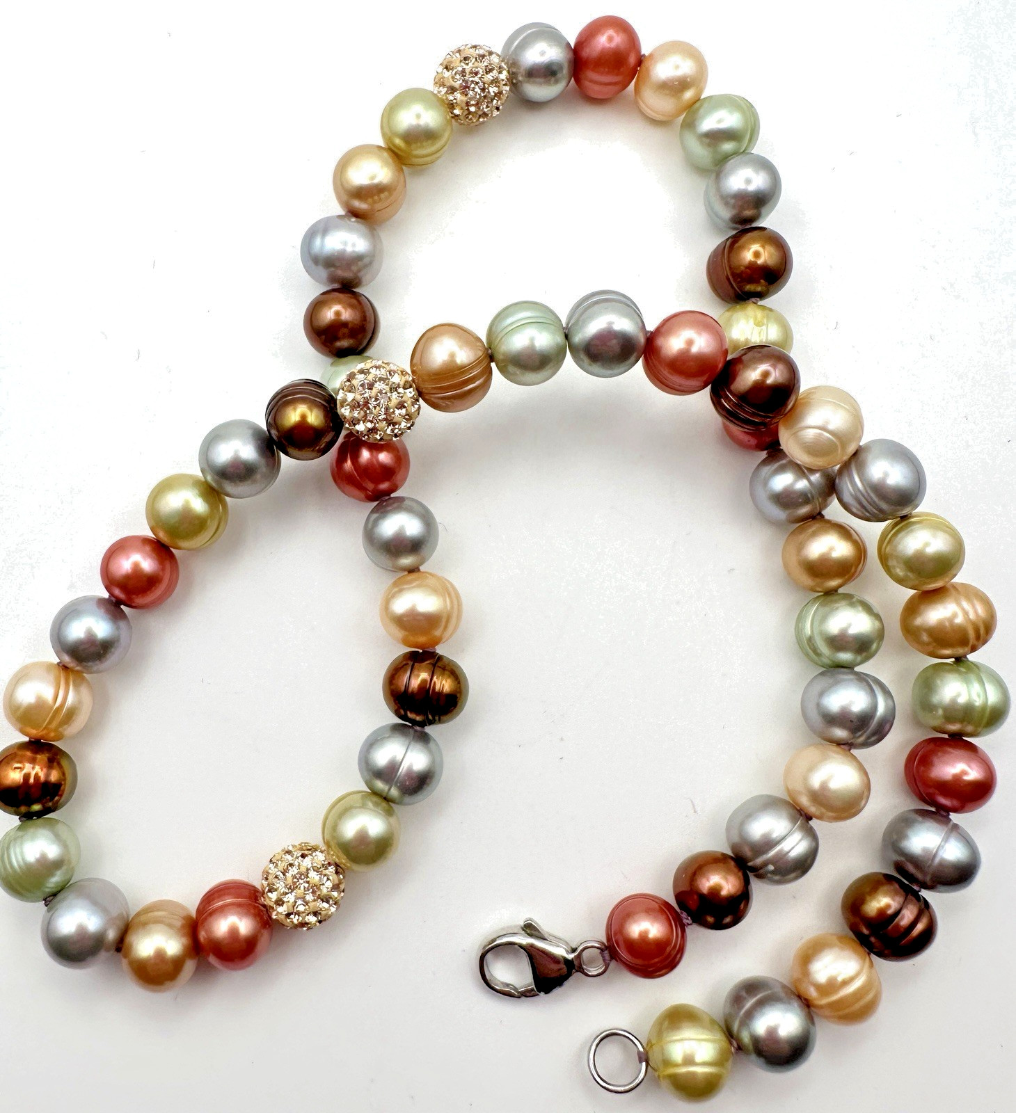 Honora Multicolor Freshwater Pearl Necklace 18″ 925 Sterling Silver 42g