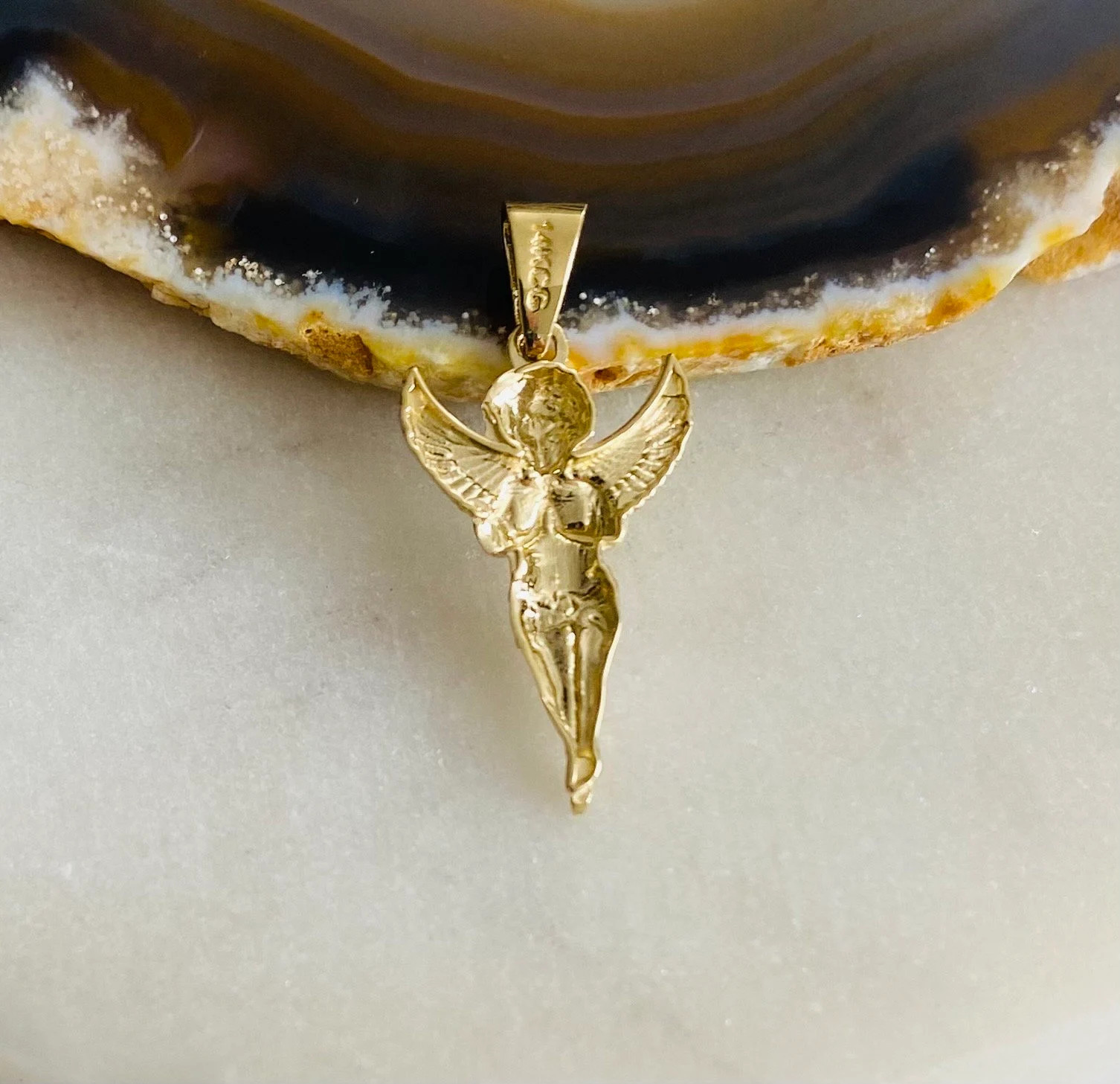 18K GOLD FILLED SAINT MICHAEL PENDANT/MEDALLA SAN MIGUEL PROTECCION-38mm-P74
