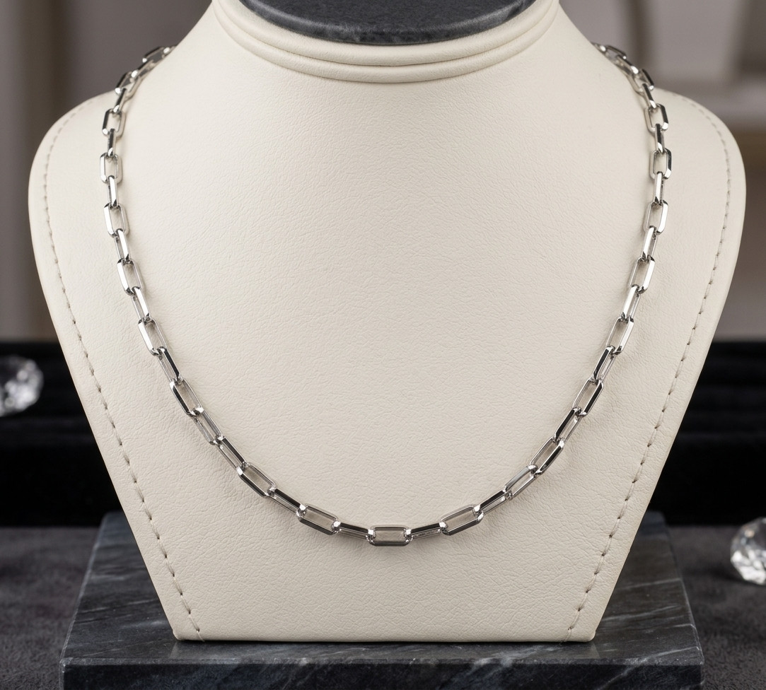 Paper Clip Oval Chain Toggle Necklace Silver 14K Two-tone Gold Plated Silver