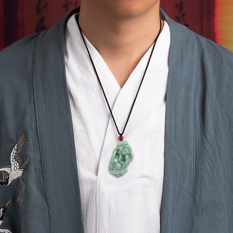Natural Grade A Jade Jadeite Men Women Wealthy Ruyi Pixiu Pendant