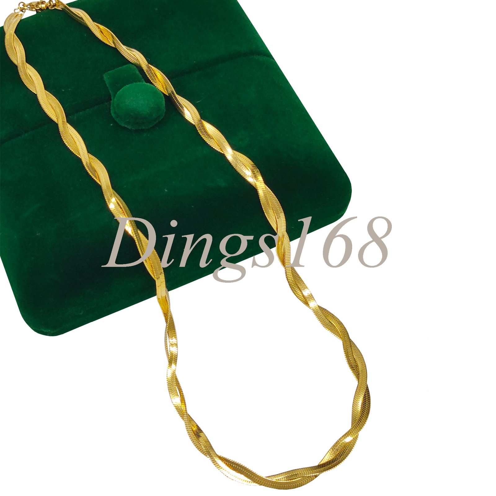 18K Yellow Gold Filled Tarnish-Free 5mm Wide Twisted Herringbone Chain Necklace