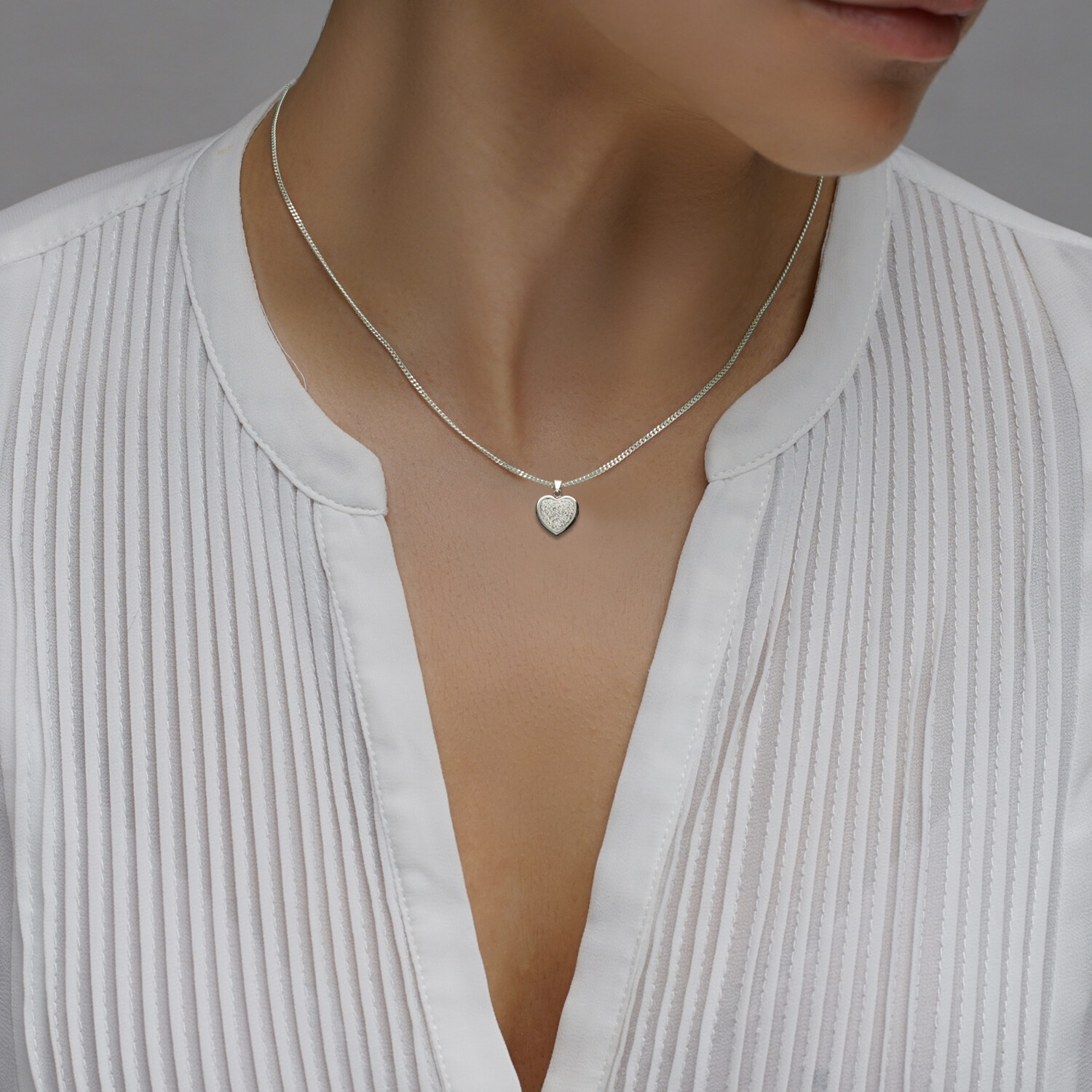 925 Sterling Silver Crystal Set Double Sided Reversible Heart Love Pendant