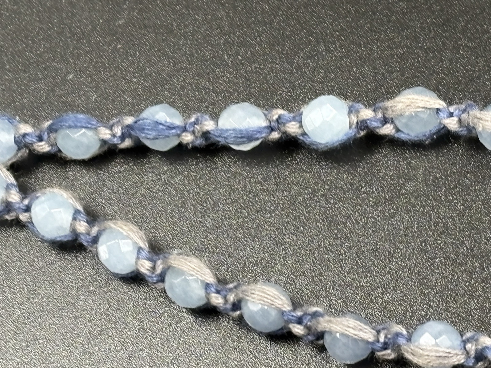Chan Luu Signed Sterling Silver Blue Lace Agate Quartz Tassel Beaded Necklace