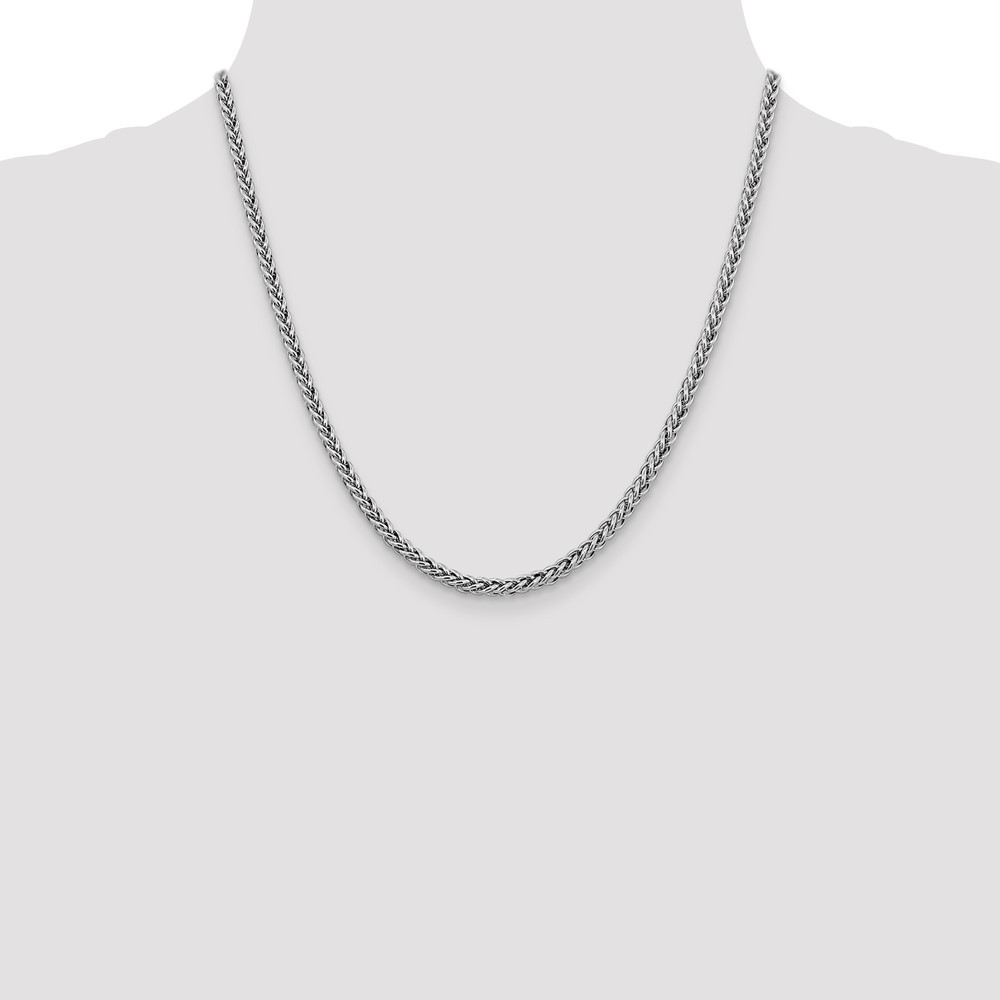 14K White Gold 4.3mm Semi-Solid 3-Wire Wheat Chain Necklace 20 In 9.73 g