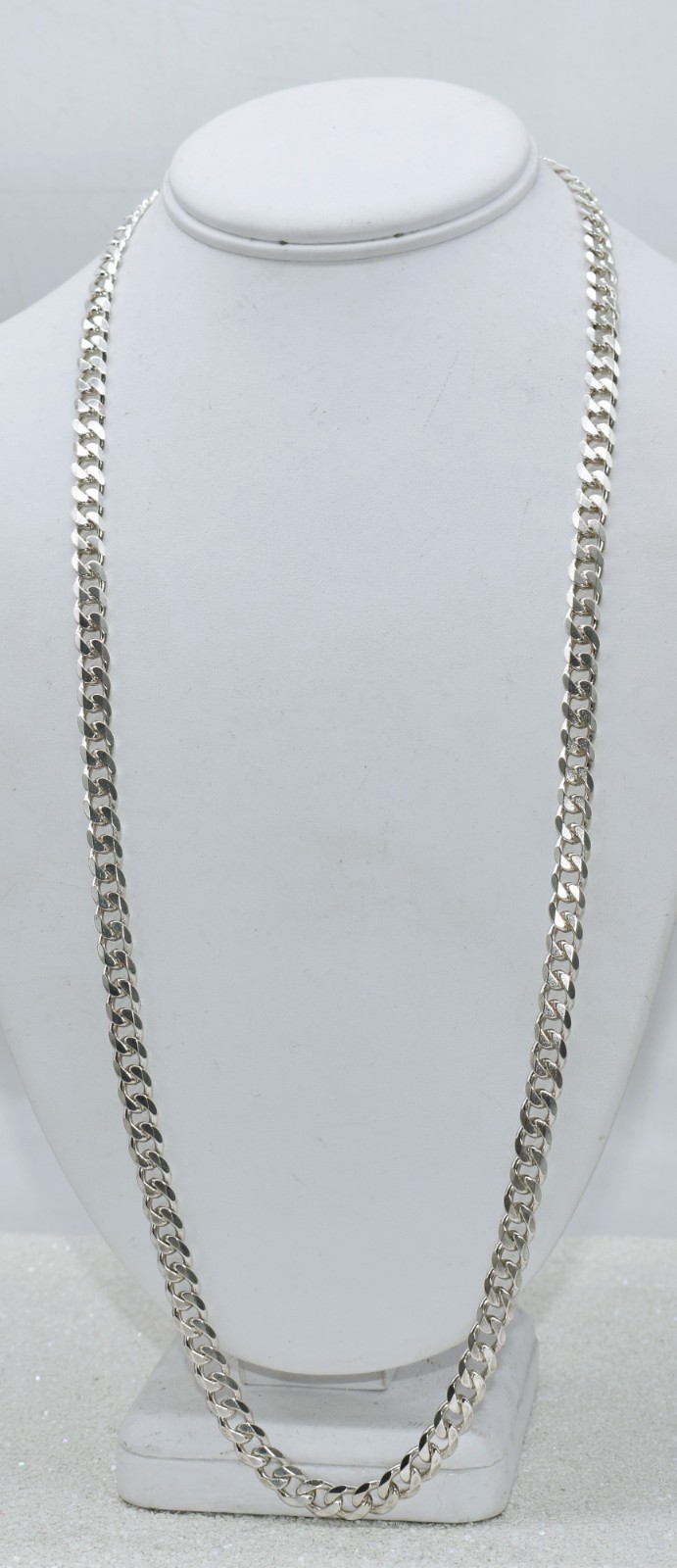 Italian Curb Link 7 mm High-Polish & Textured Sterling Silver Chain 70.5 g 30 in