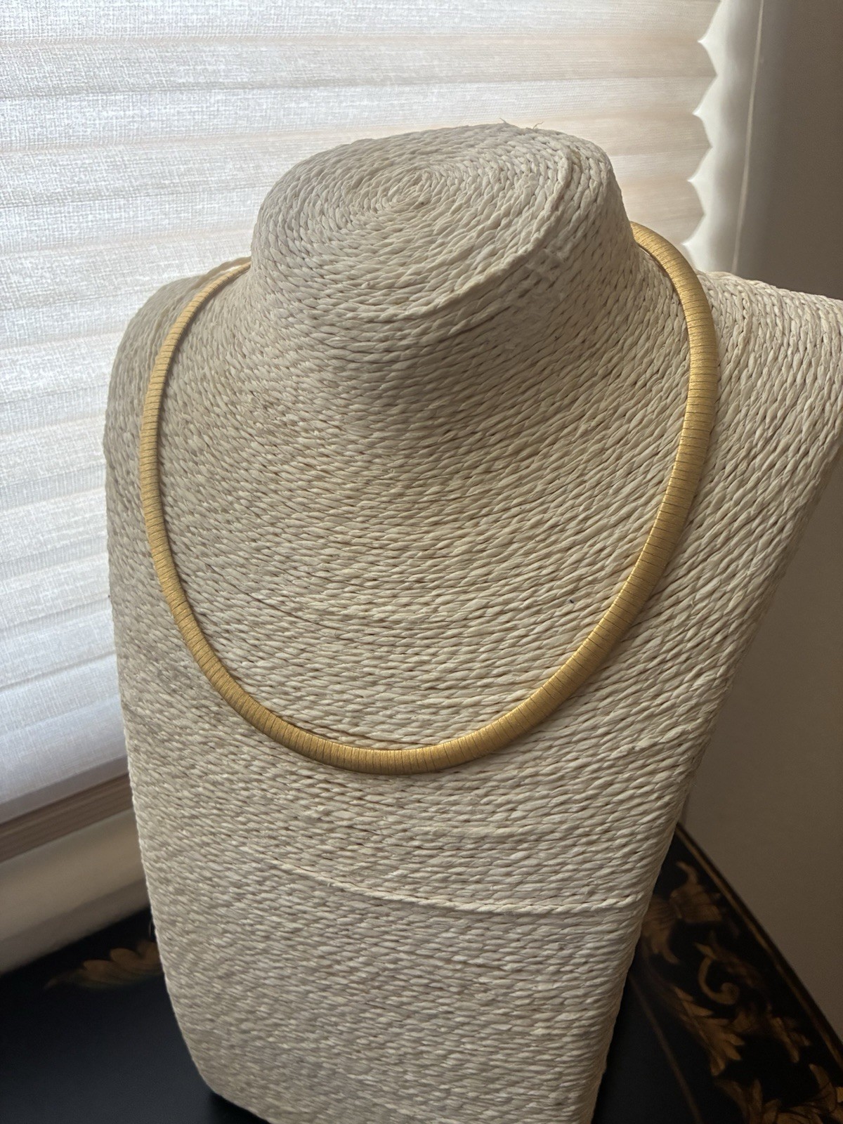 Vintage Italian Sterling Silver Vermeil Omega Collar Necklace 31g Satin Gold