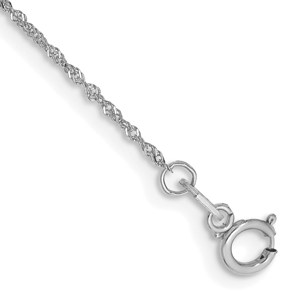14K White Gold 5.5″ch 1mm Singapore Chain Necklace with Spring Ring Clasp