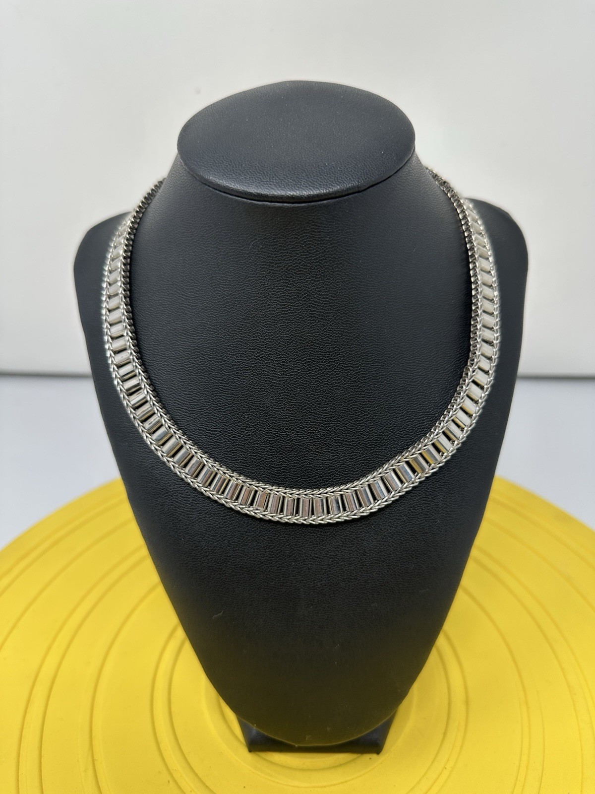 Sterling Silver Amazing Modern Design Choker Necklace Beautiful Chic 57g 16 In +