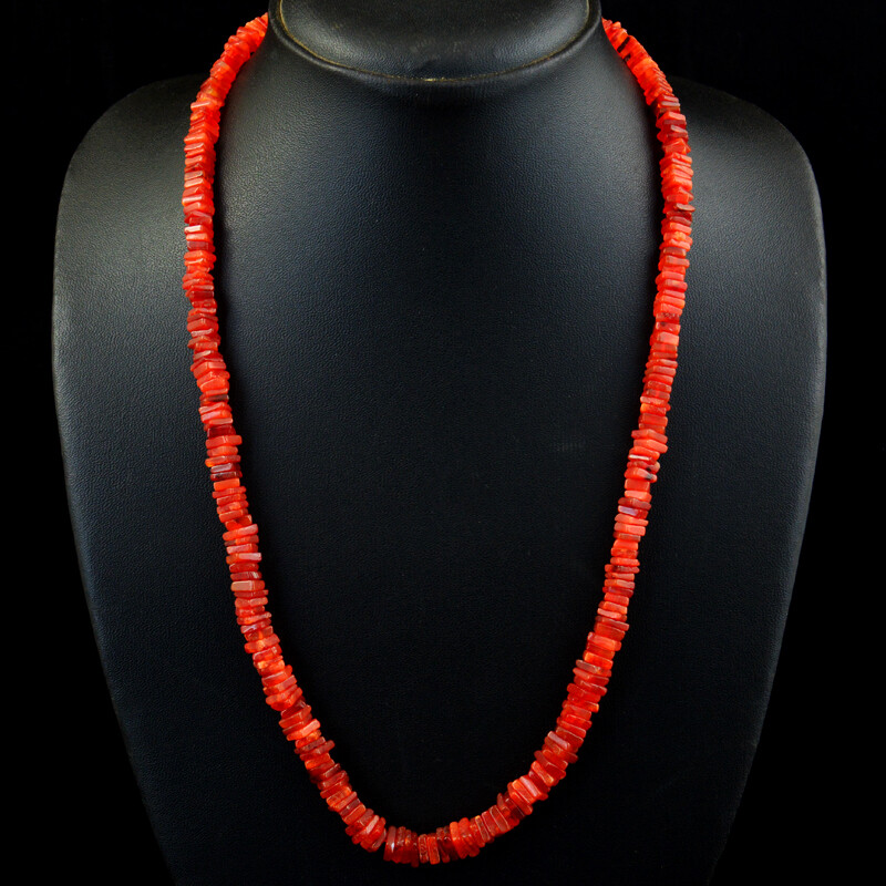 198 Cts Earth Mined Orange Carnelian Heishi Beaded Necklace Jewelry JK 29E279