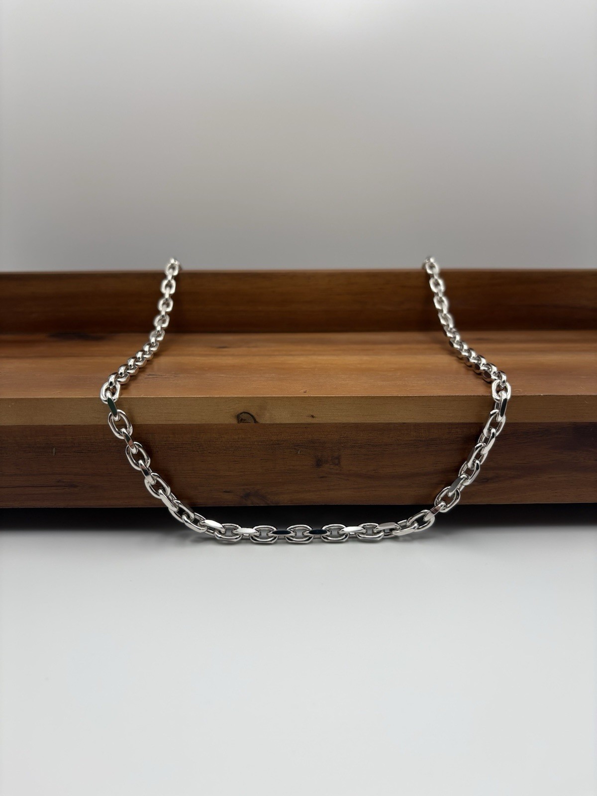 24 INCH 6MM STERLING SILVER HERMES CABLE ANCHOR LINK CHAIN RHODIUM 62.5G 925