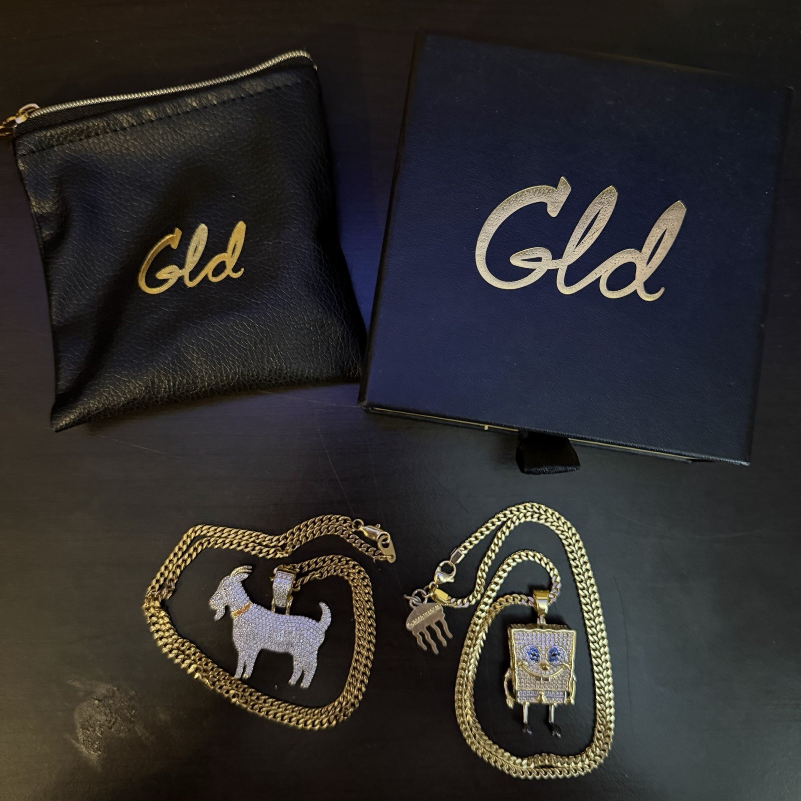 GLD Goat Chain Pendant Necklace 18K Gold With A Spongebob Chain ￼