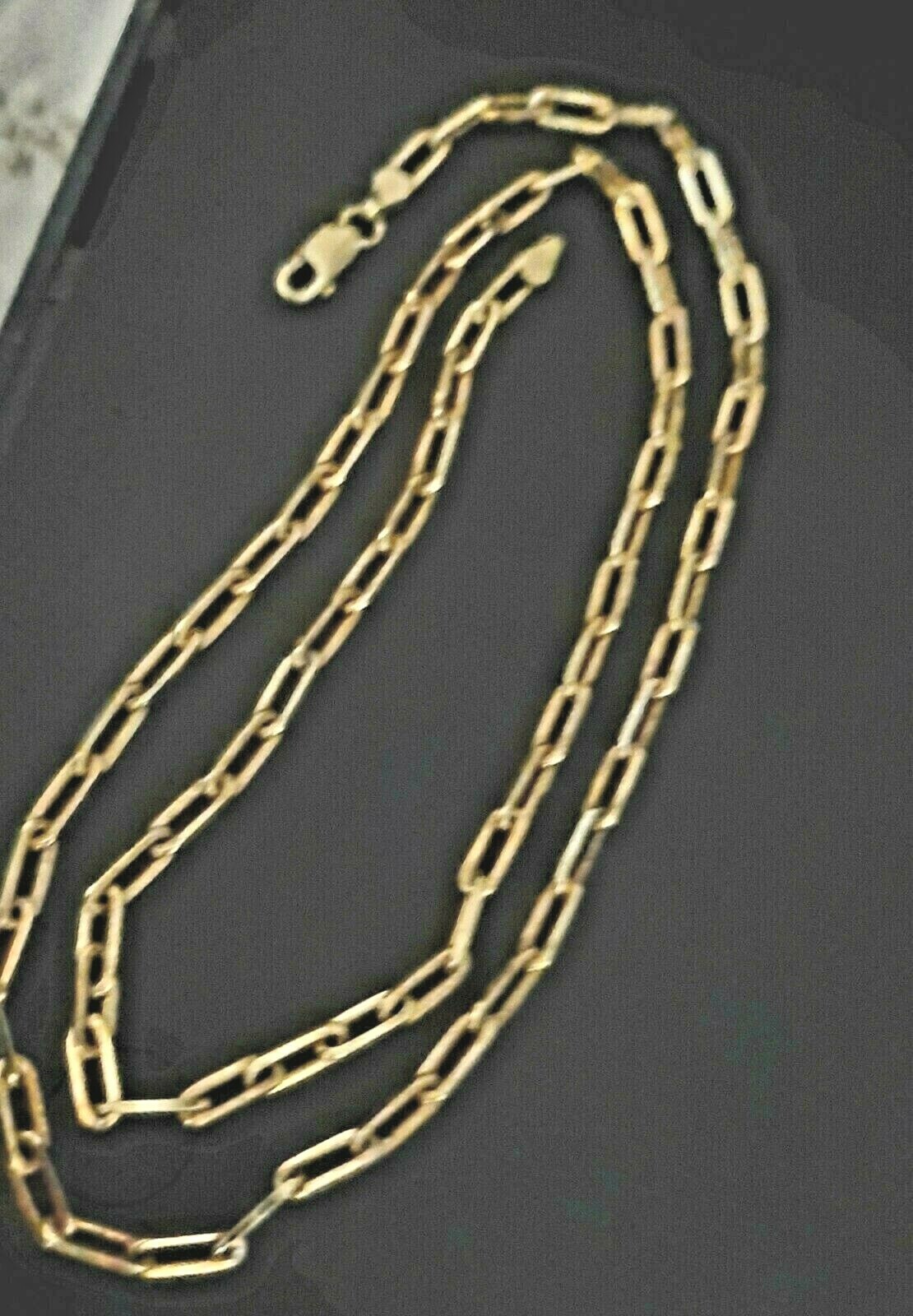 Gold Plate over Silver Paper Clip Chain 24 Inch .925 Silver Necklace Silver 17Gr