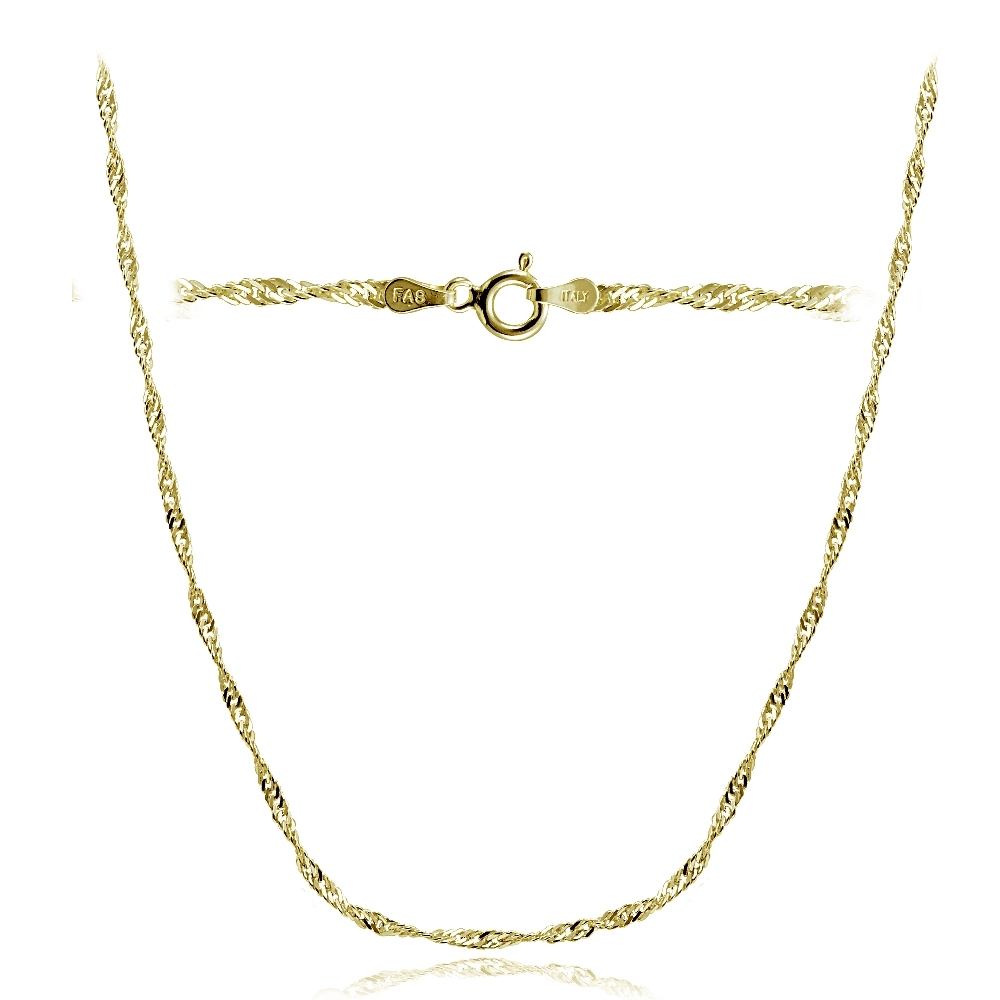 Gold Tone over Silver Italian 2.5mm Diamond-Cut Twist Chain Necklace 16-30″