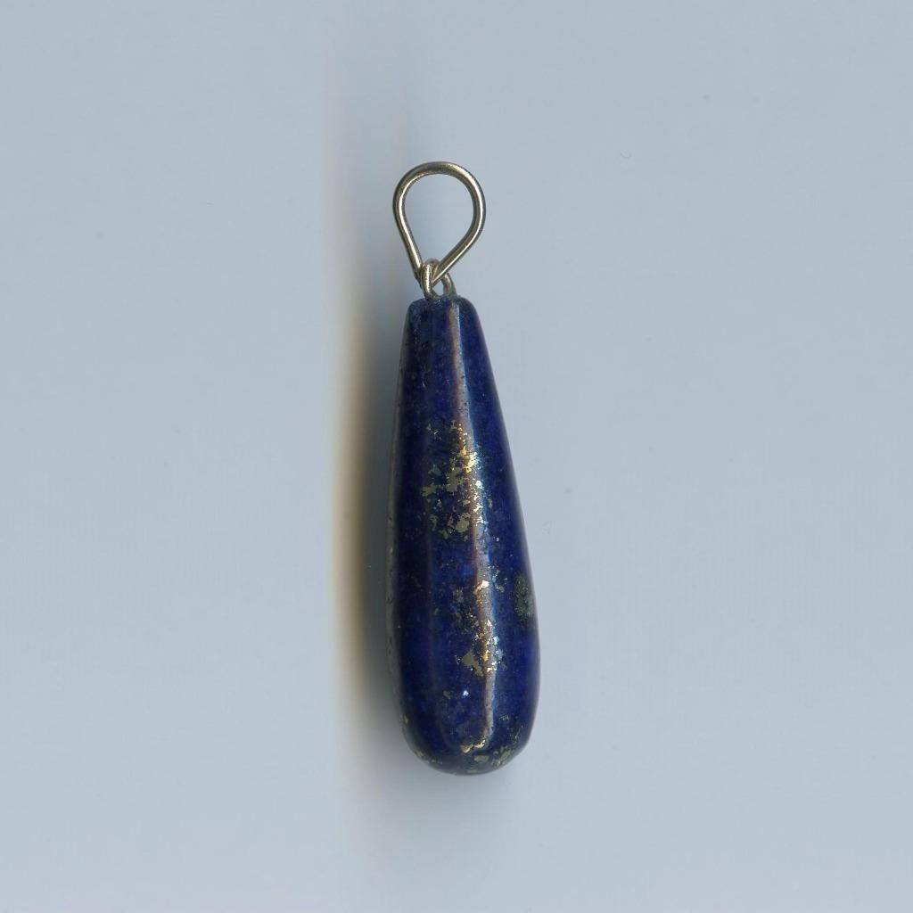 New 10K 2.0 Gram Solid White Gold 23mm Briolette Pear Lapis Lazuli Pendant a2cj