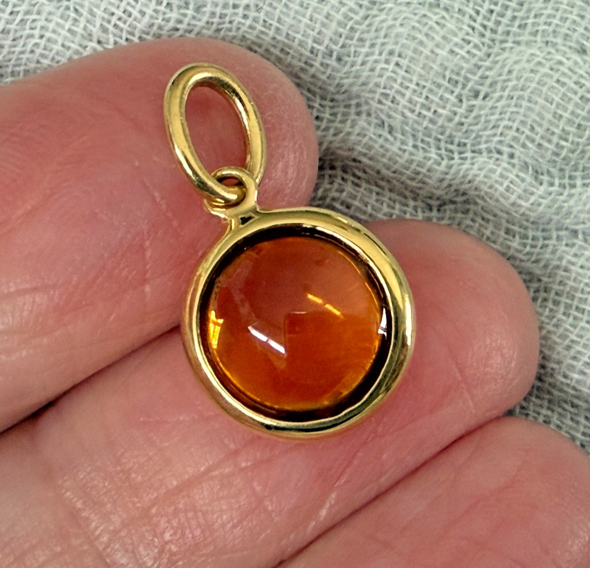 Designer Tiffany and Co. 18K Yellow Gold Citrine Gemstone Dot Charm Pendant