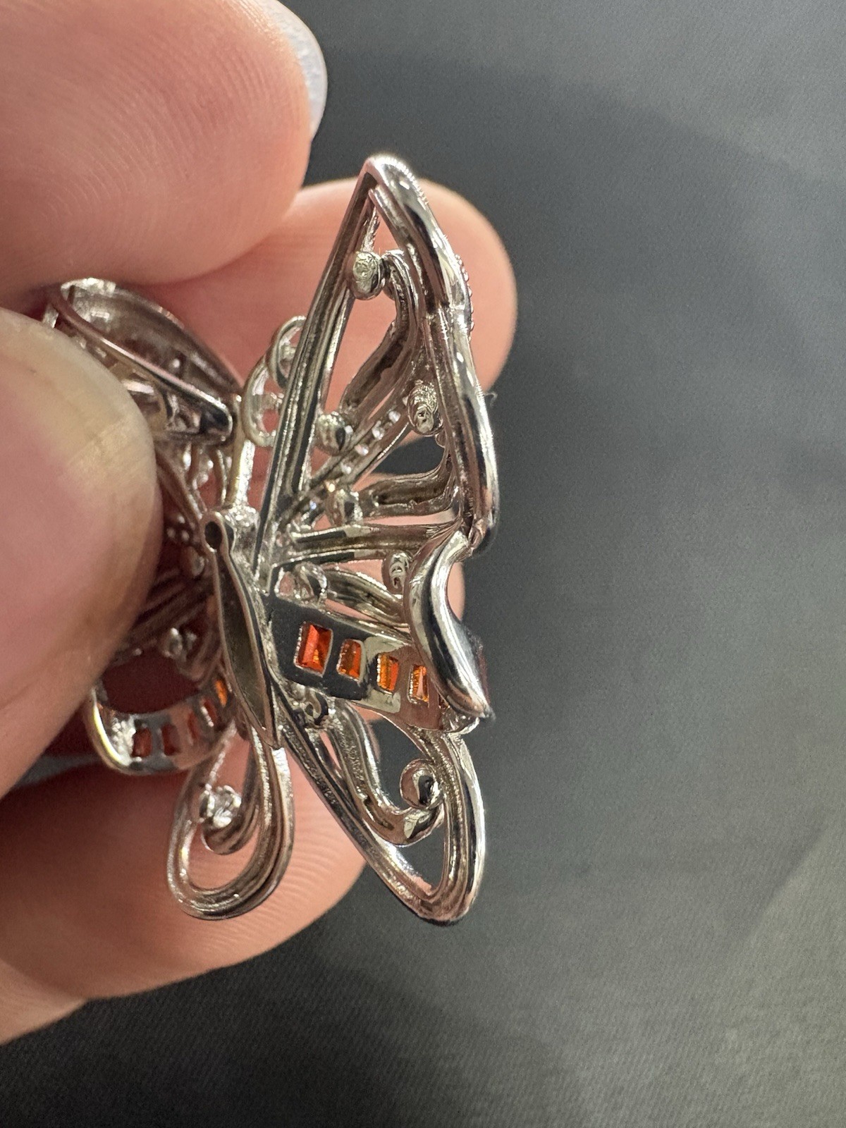 925 Silver Butterfly Pendant with Crystals