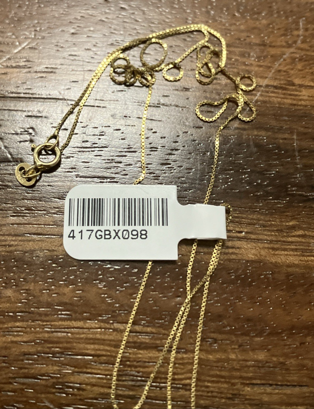 10kt Real Solid Gold Thin Box Chain Necklace 1gram 20” GND Brand New with Tag