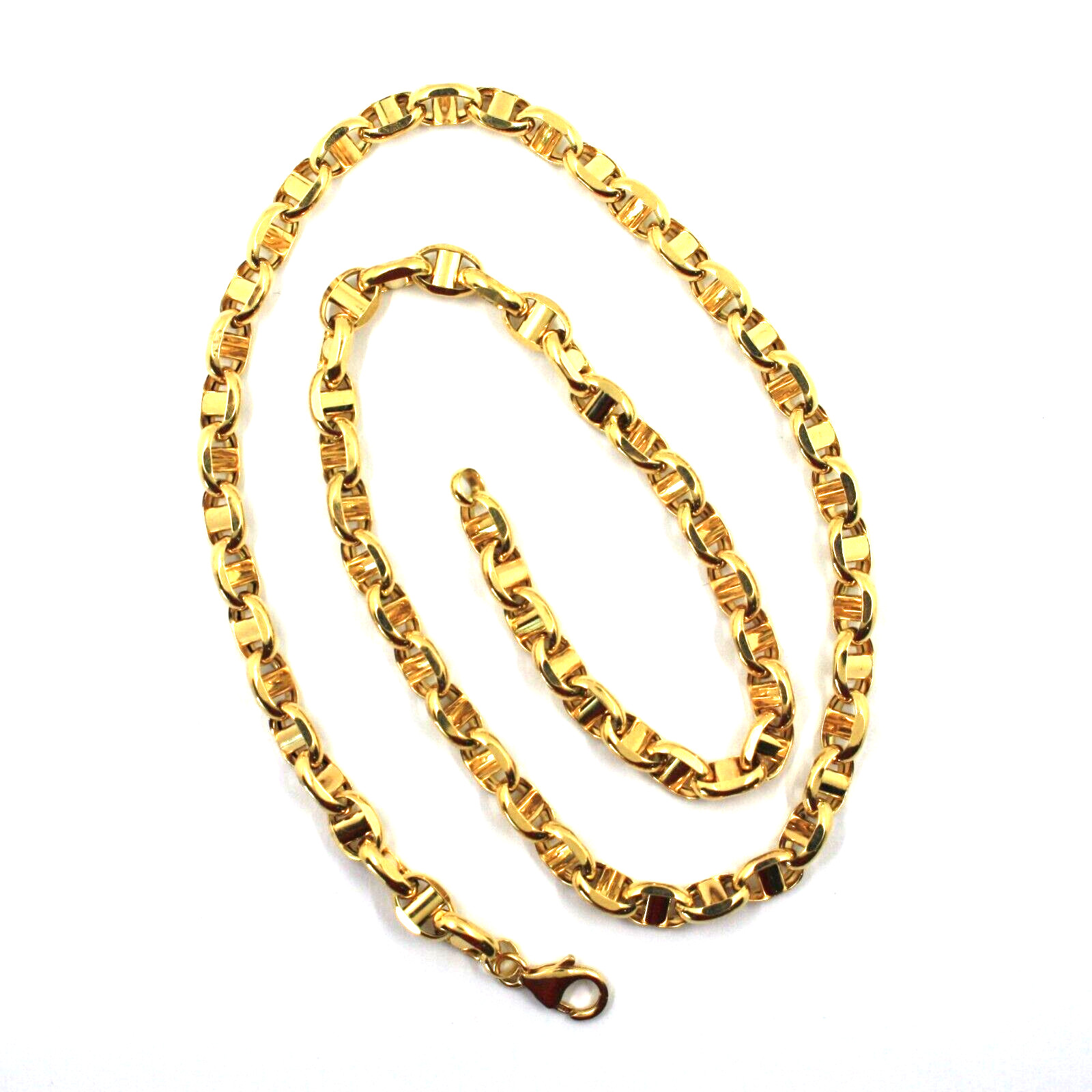 18k yellow gold big 6.7mm oval anchor mariner nautical rounded chain 27.5″ 70cm