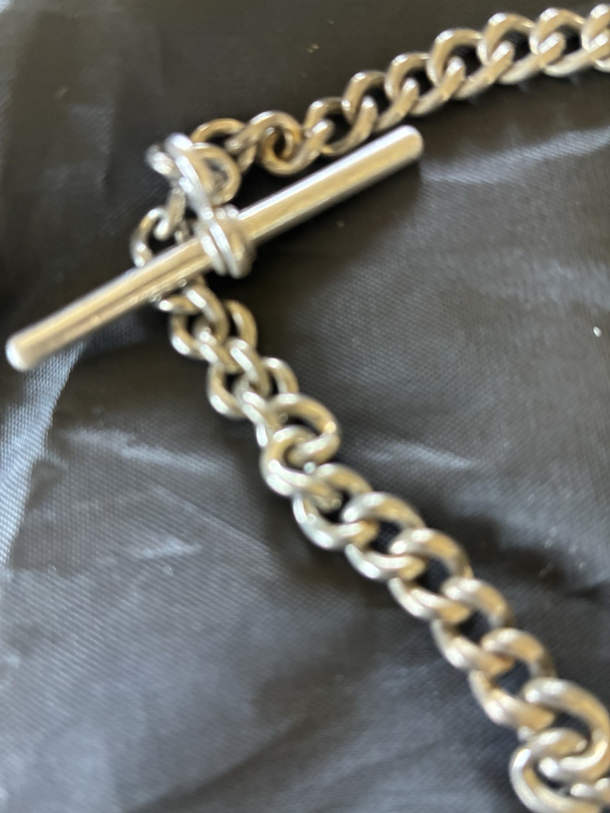 Antique 1898 silver Hallmarked Albert chain with bar
