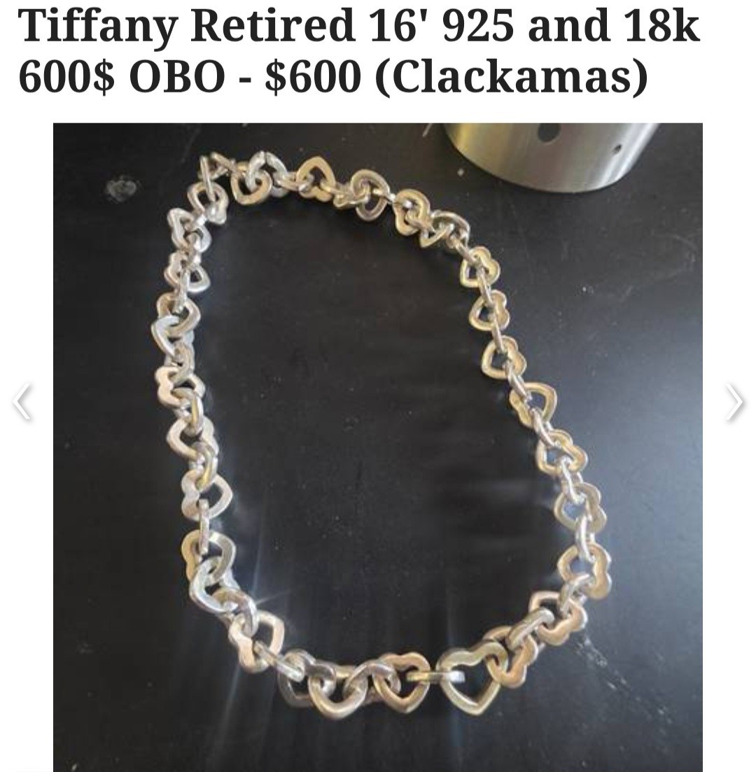 16in Tiffany RETIRED 925/18K Connected Heart Necklace