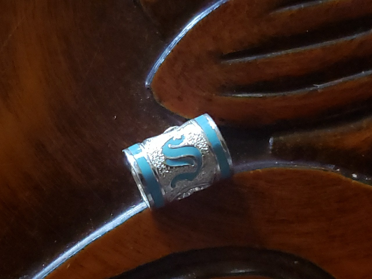 Hawaiian Baby Silver Initial Pendant Enamel 8mm X 6mm Slide Blue Letter