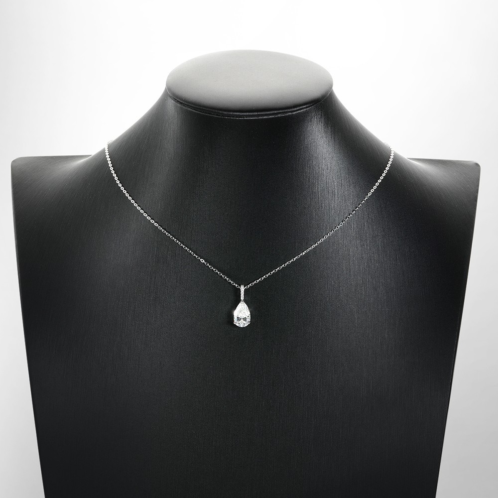 2/3ct Real Pear Cut Moissanite Pendant Necklace 925 Sterling Silver Women Chain