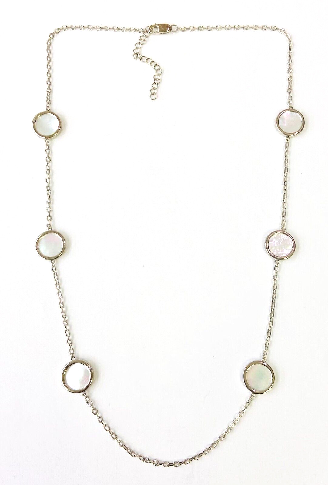 HSN Colleen Lopez Sterling Silver Mother of Pearl Opaque Station 22″ Necklace