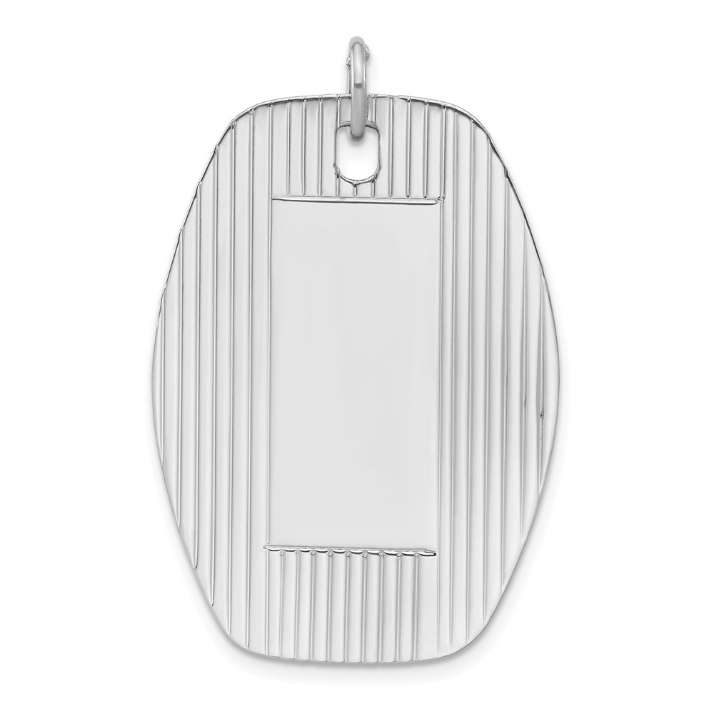 Sterling Silver Engraveable & Striped Front/Satin Back Disc Charm Pendant