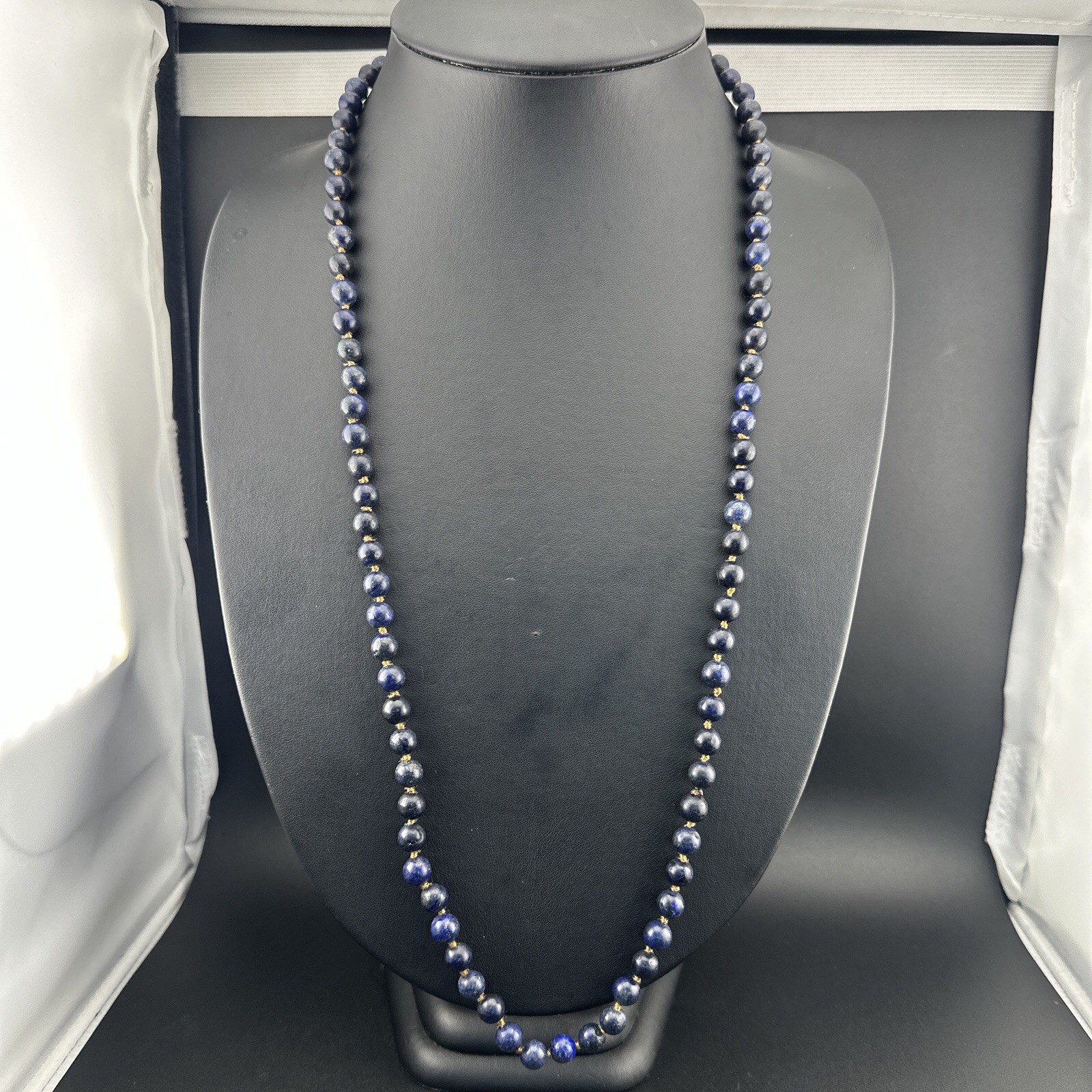 Antique Natural Lapis Lazuli Stone Beaded Necklace Rare