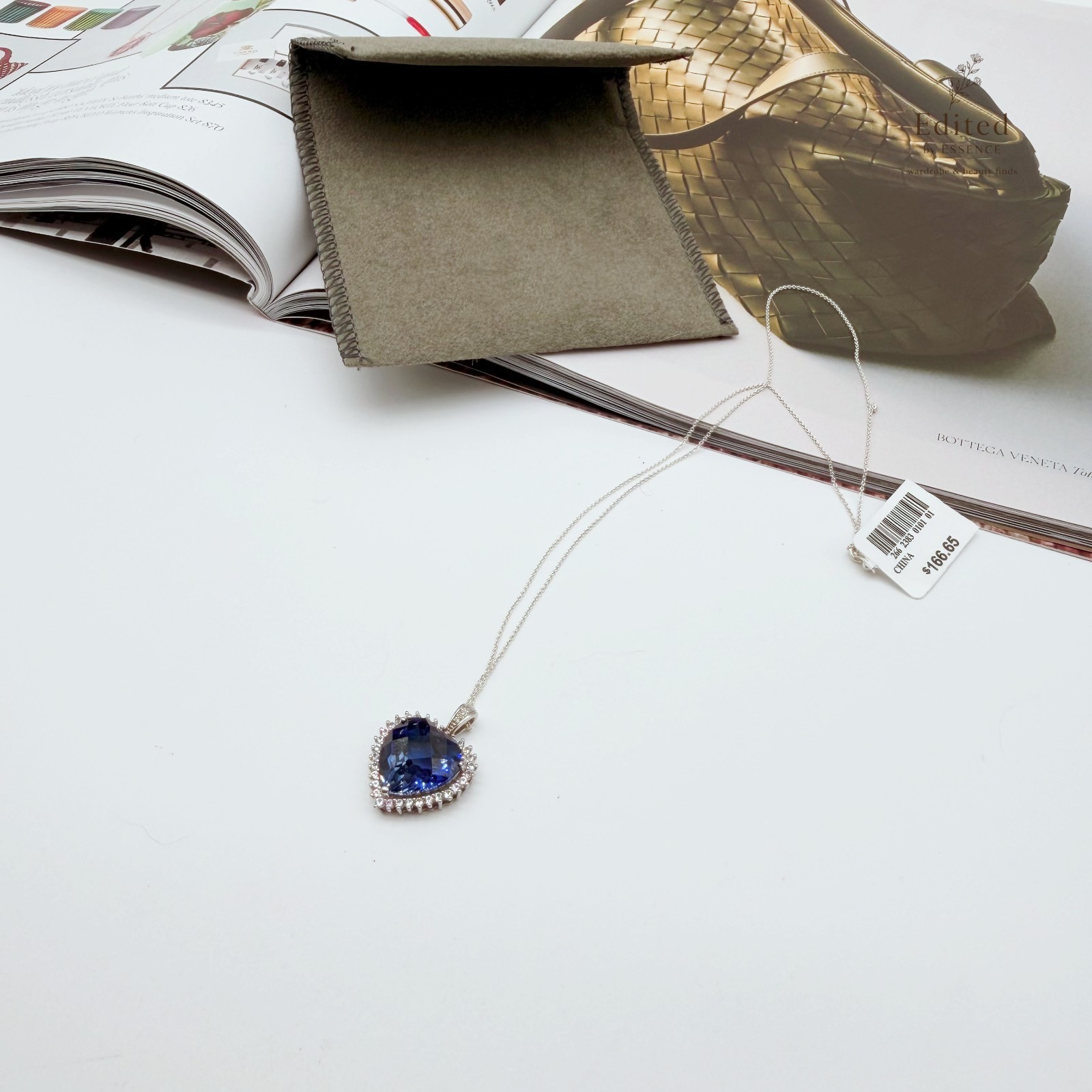 Lab Created Blue White Sapphire Heart Pendant Necklace Sterling Silver 18” New
