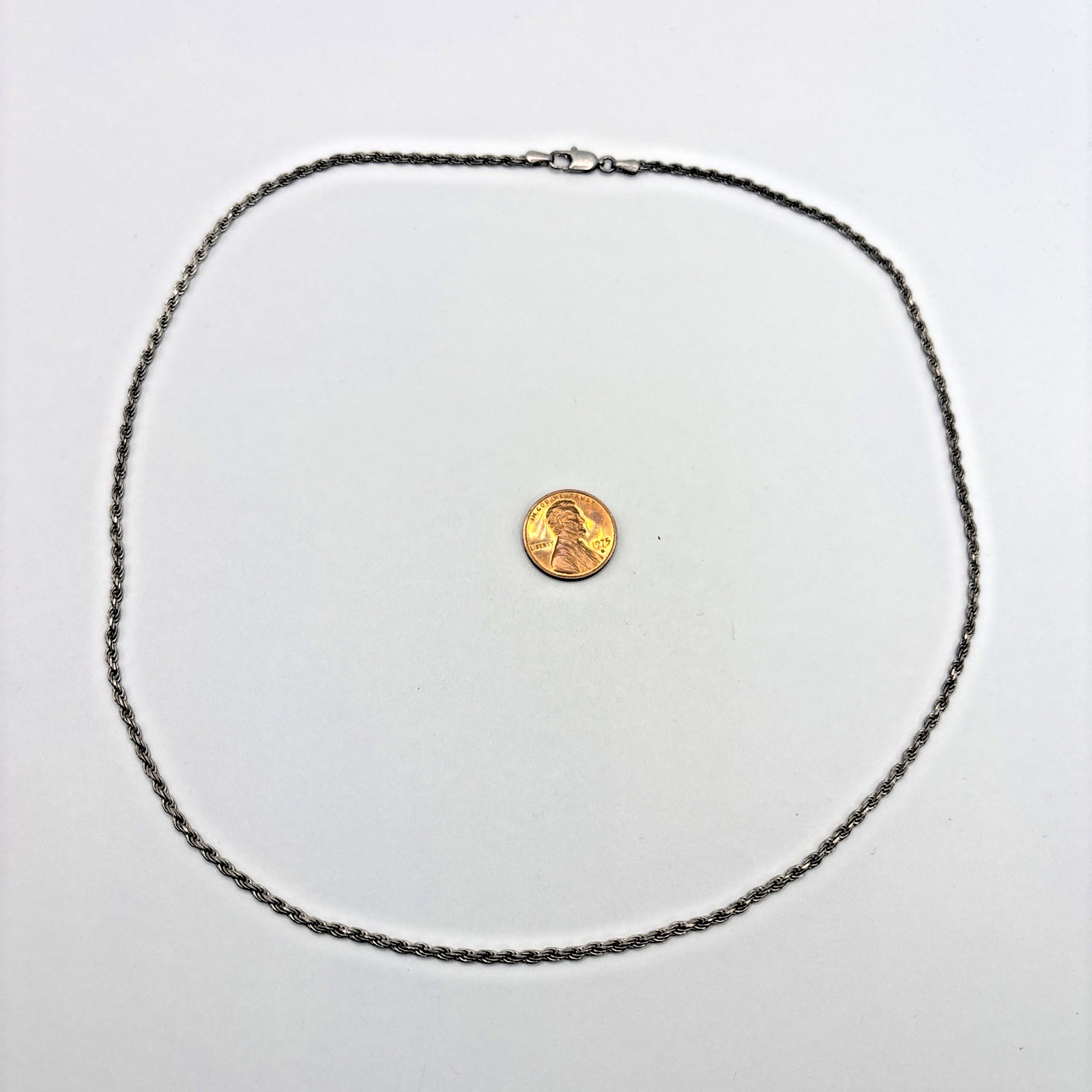 Solid Italian .925 Sterling Silver 2.25mm Rope 21.5″ Necklace Chain
