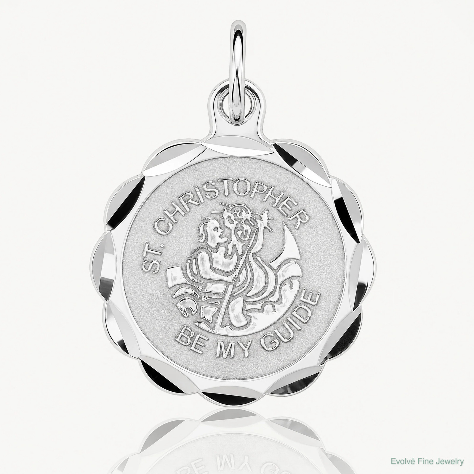 Sterling Silver Rhodium-Plated St. Christopher Medal Charm