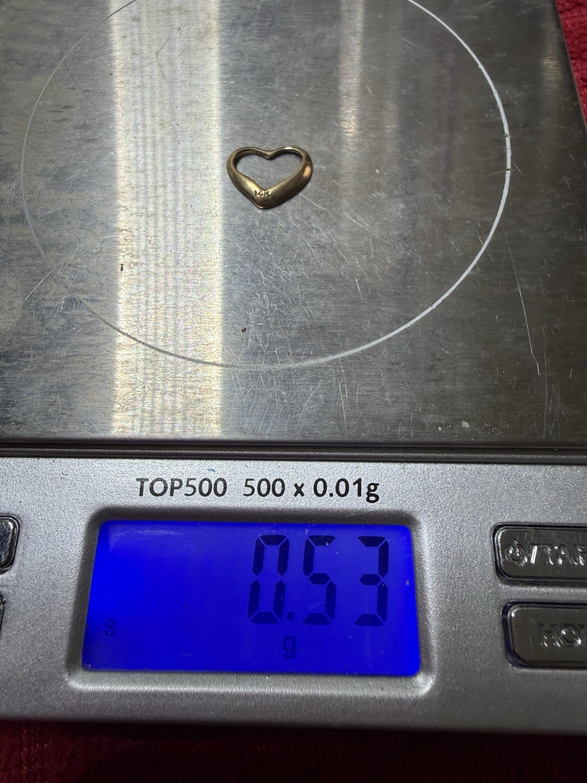 14k Yellow Gold Open Heart Floating 1/2” Pendant .53 Grams