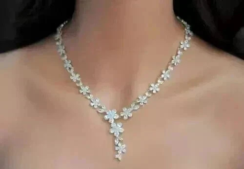 Women’s Tennis Necklace 20Ct Round Cut Lab Created Diamond 14K White Gold Plated