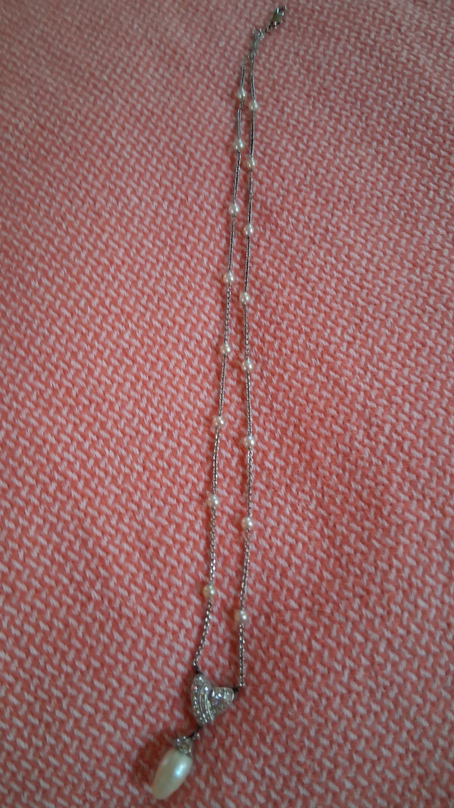 Vintage Diamond And Freshwater Pearl Necklace Circa 1920 Platinum