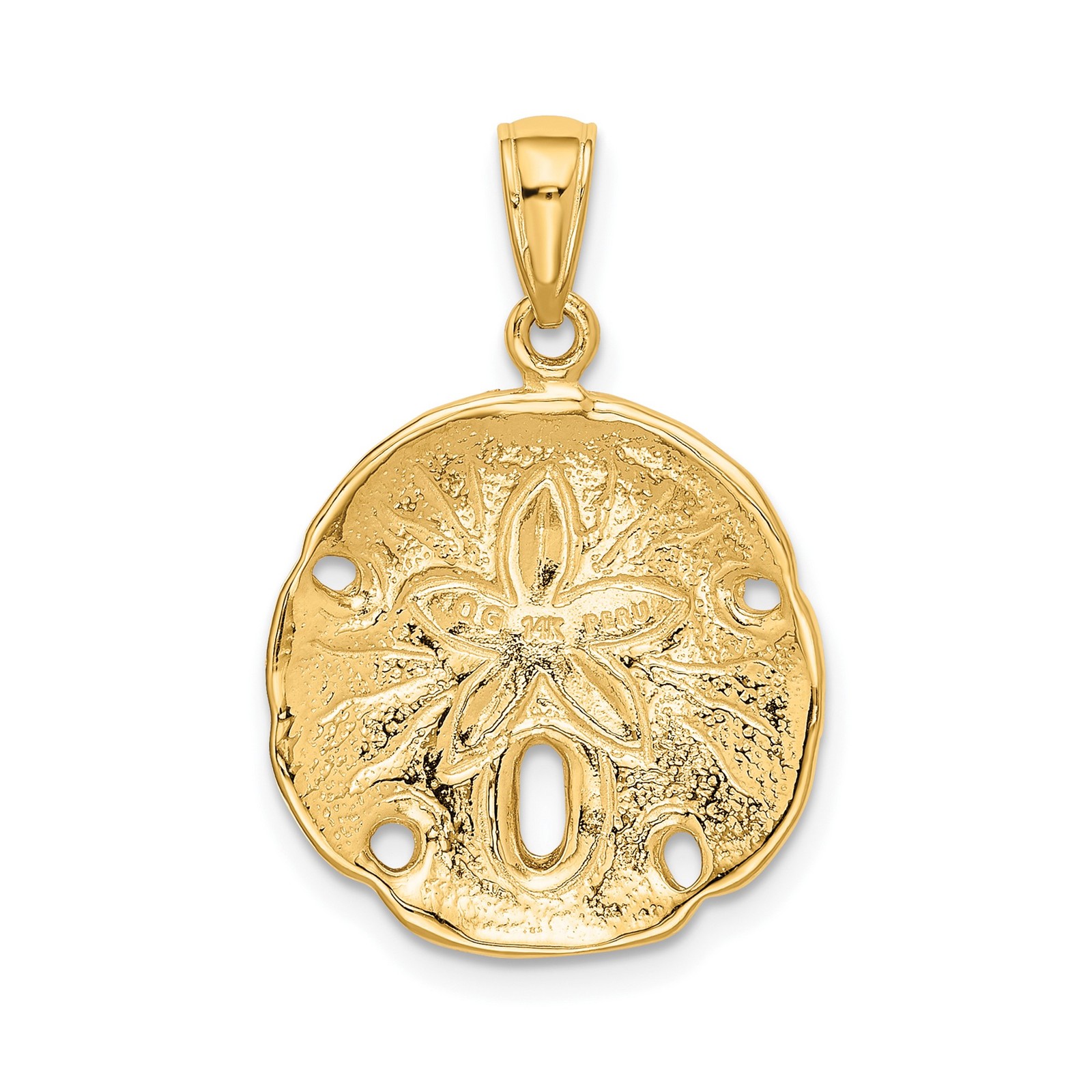 14k Yellow Gold Sand Dollar Pendant Ocean Nautical Sea Life Coastal Charm