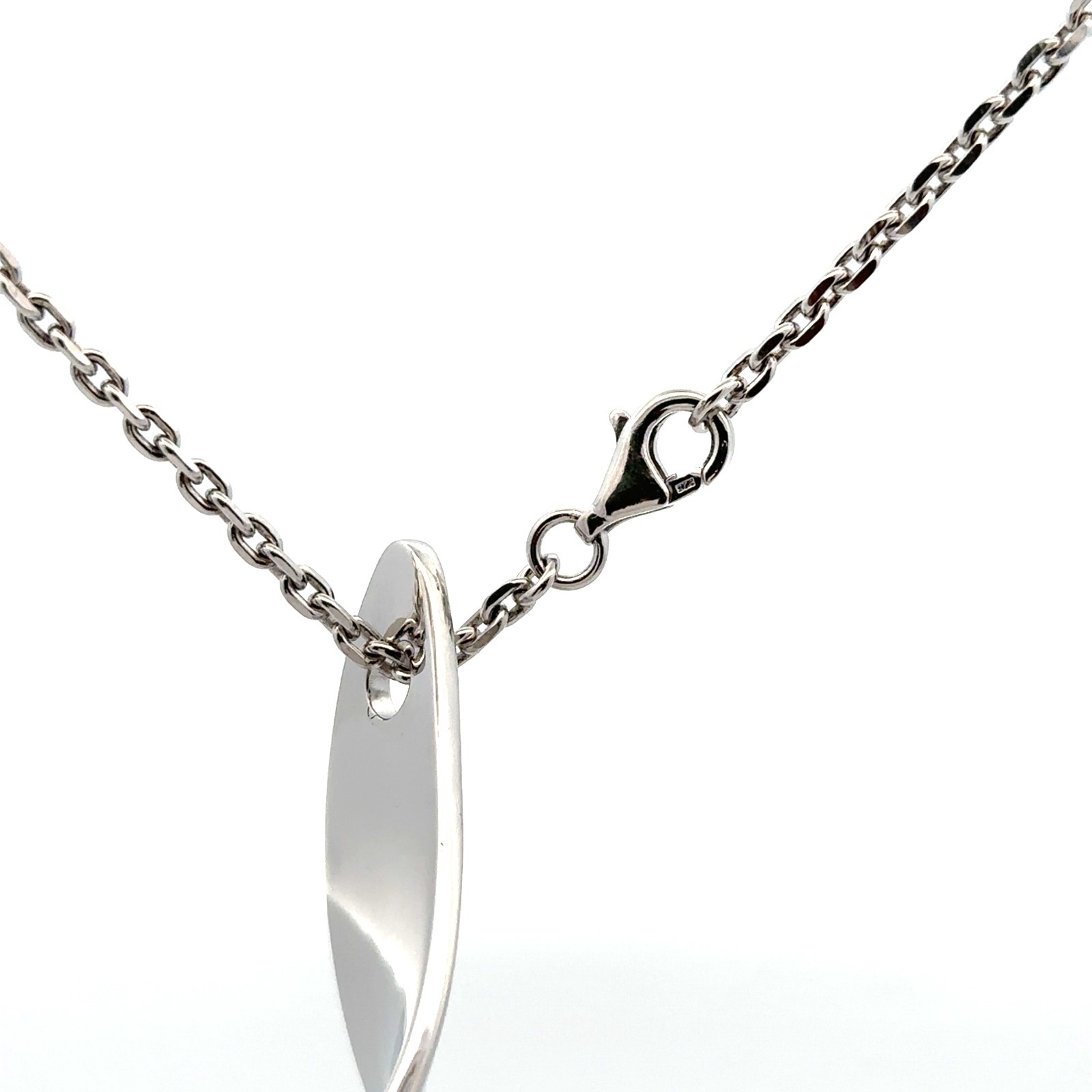 ELLE Sterling Silver Freeform Necklace ( 1 1/4 x 2 3/4 inch) Chain 24 Inch