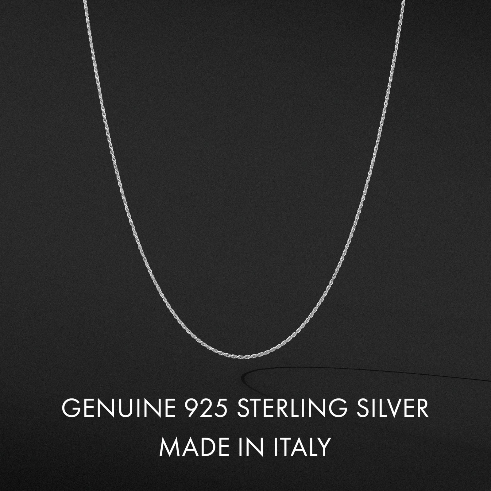 Sterling Silver Rope Diamond-Cut Link Necklace Chain 1.5MM-5.5MM, Men’s Jewelry