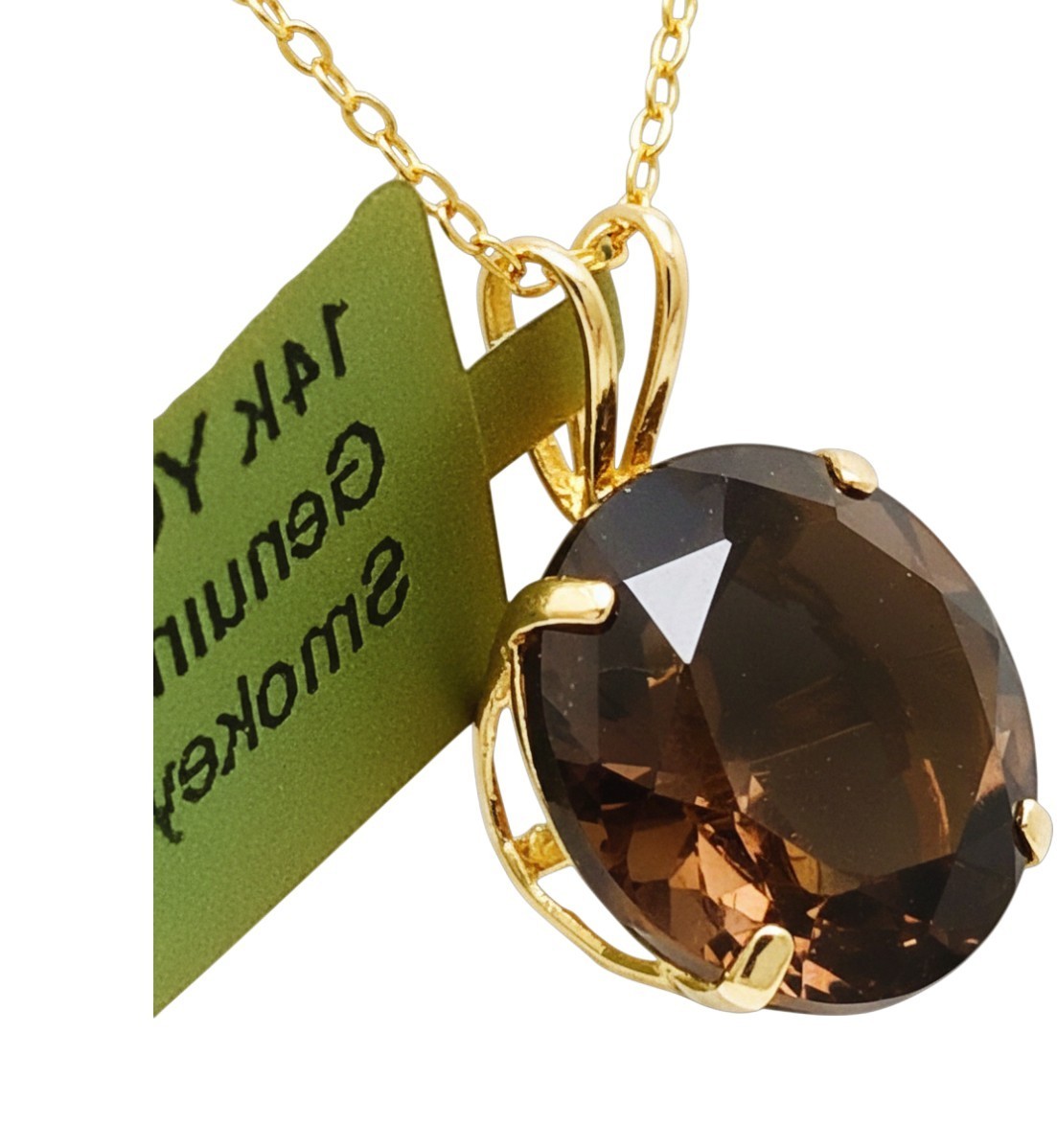 GENUINE 5.80 Cts SMOKY TOPAZ PENDANT 14k SOLID YELLOW GOLD -Free Appraisal – NWT