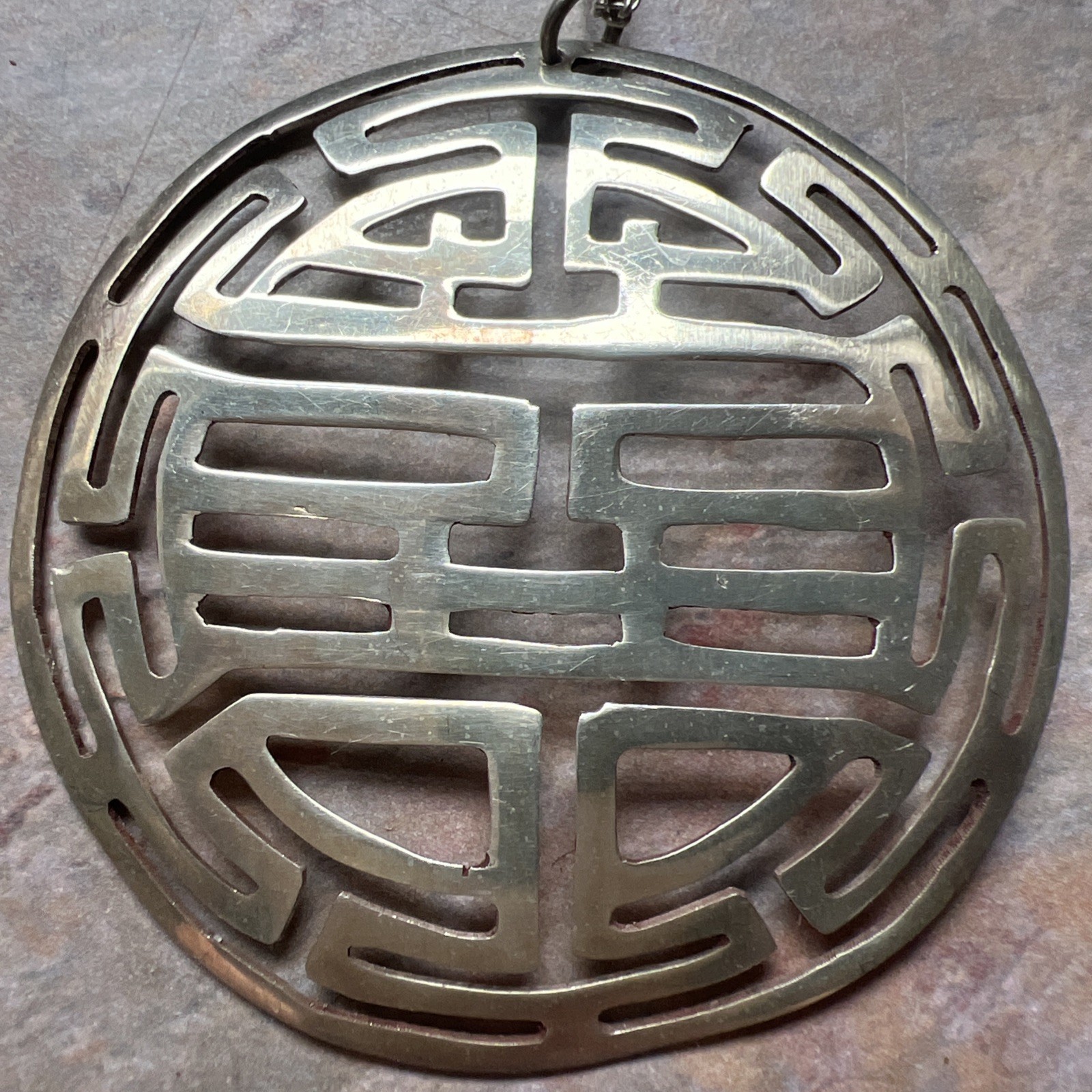 Korea Sterling Silver Symbol Medallion Pendant With Chain