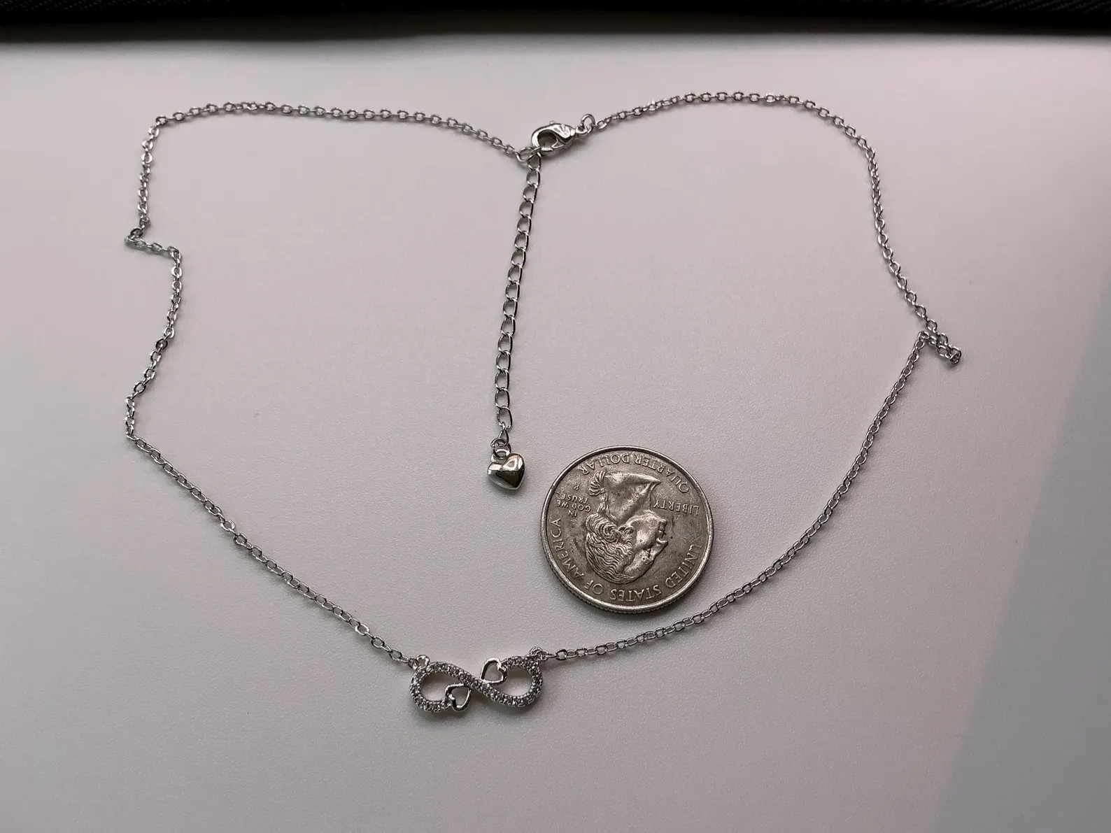 Infinity Heart Necklace: Sterling Silver, 18 inches
