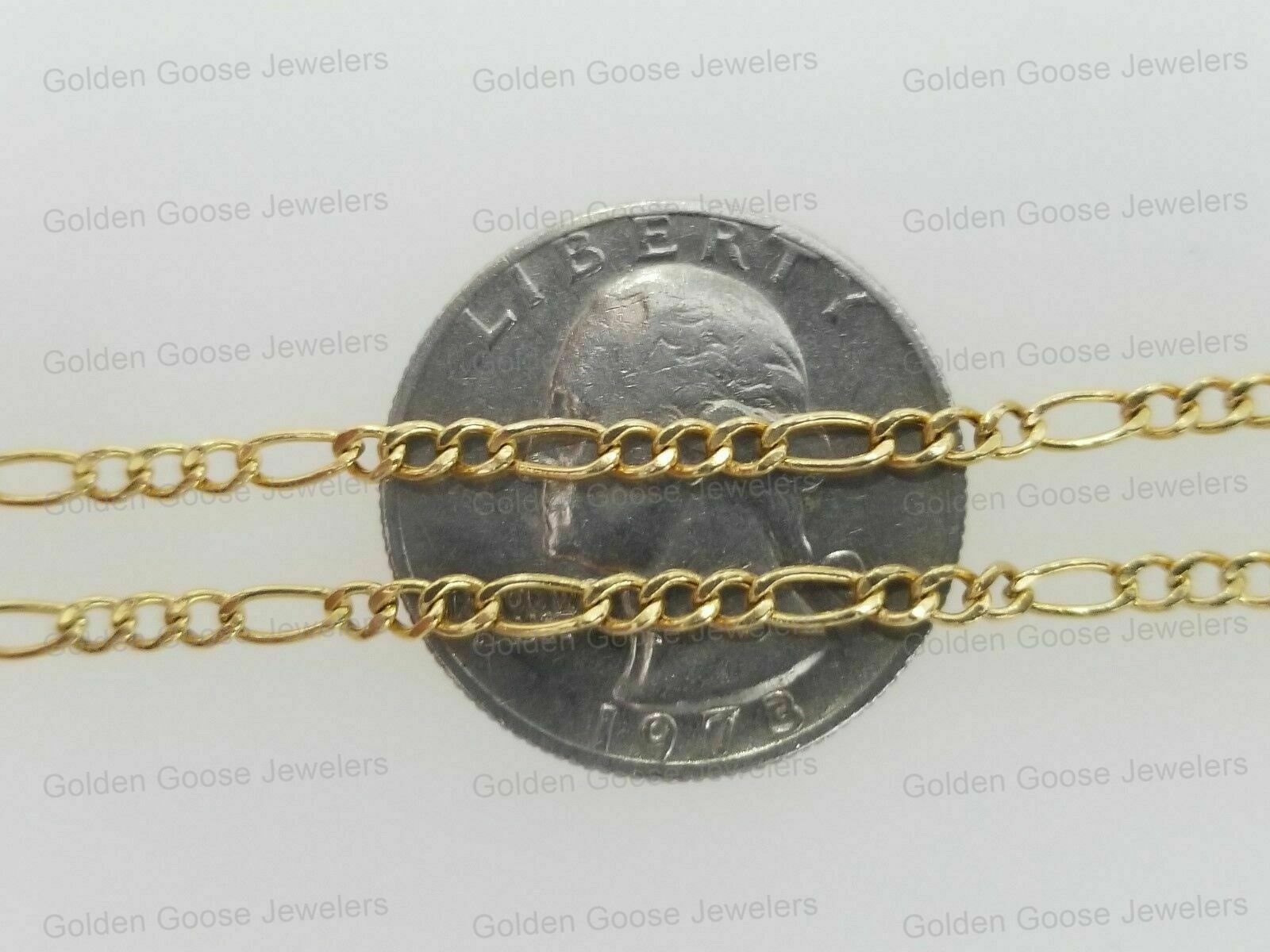 10K Yellow Gold Religious Jesus Face Pendant Charm 10K Figaro Chain 16″ – 24″